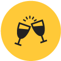Wine glasses touching icon